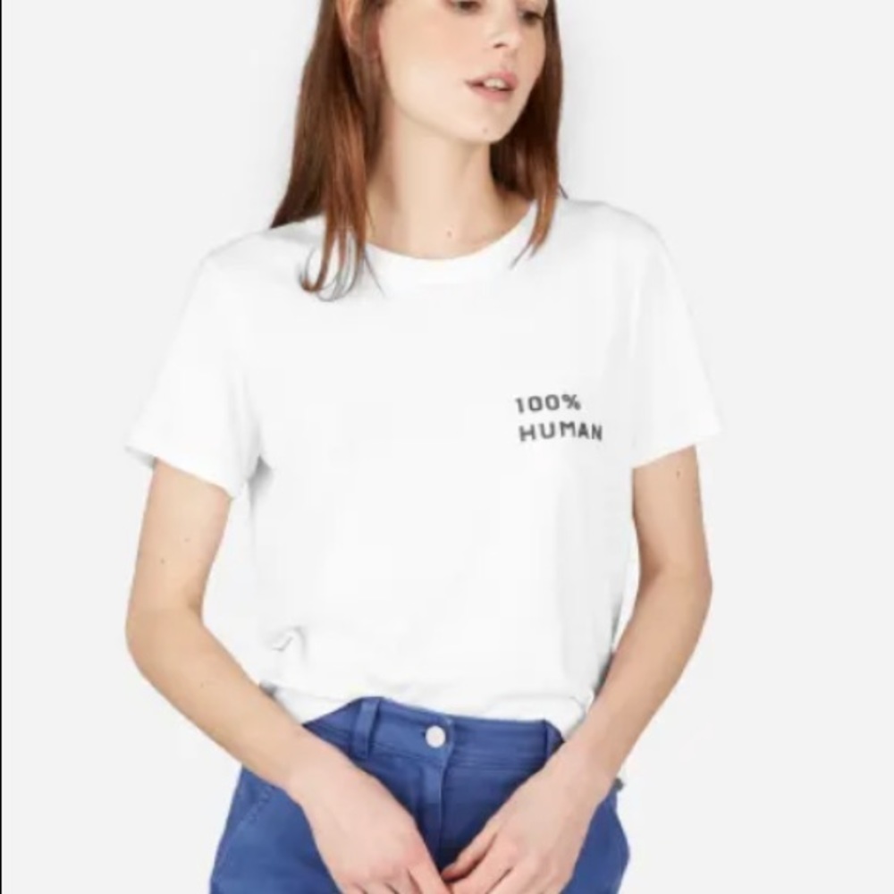 Everlane The 100% Human Box-Cut Short Sleeve Tee XS white NEW w/outtags w/defect